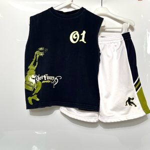 AND1 “Get Yours” Graffiti Basketball Tank Top & Basketball Shorts Size Youth